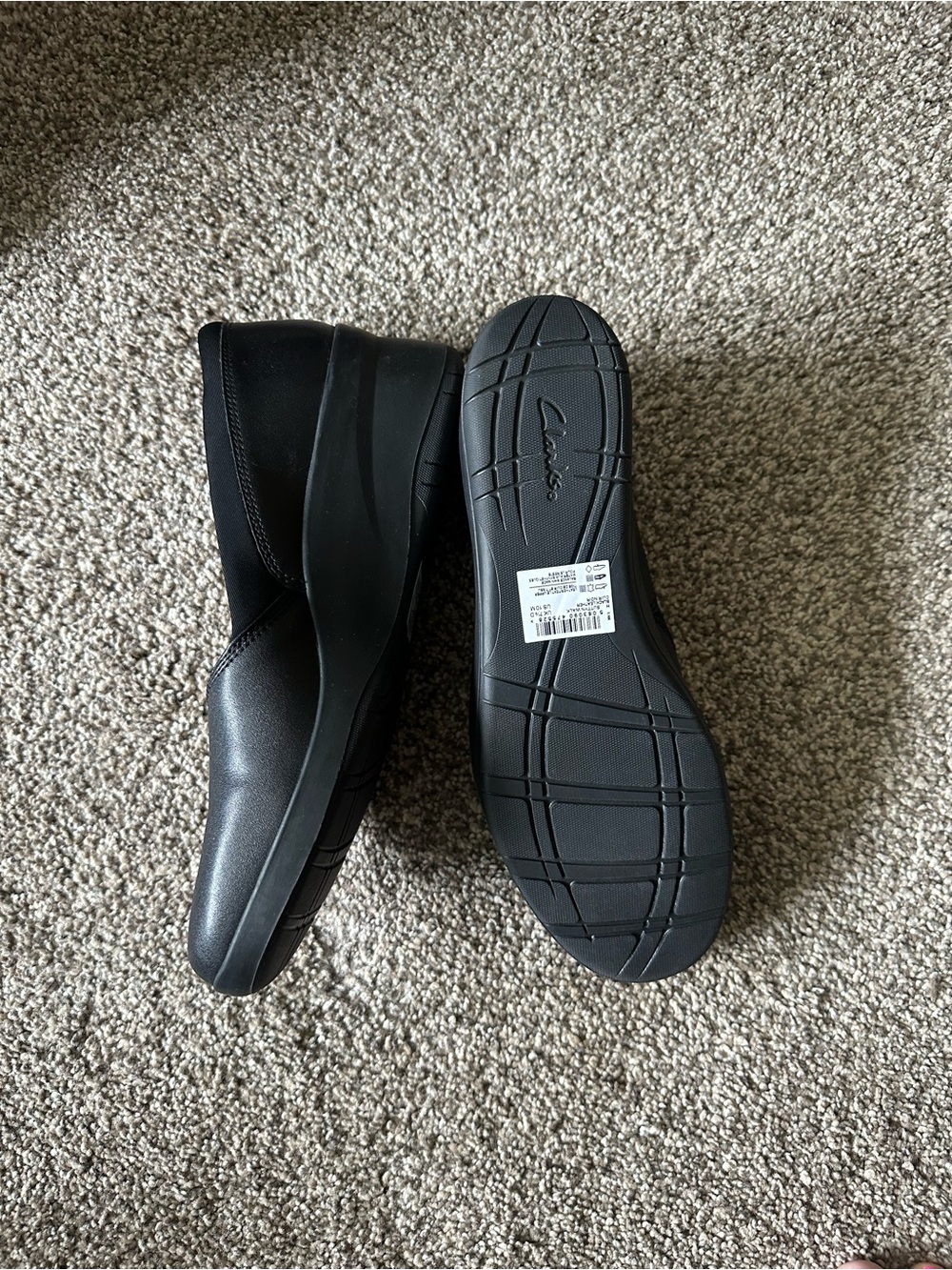 Clarks Black Slip-On Comfort Flats - Picture 7 of 9